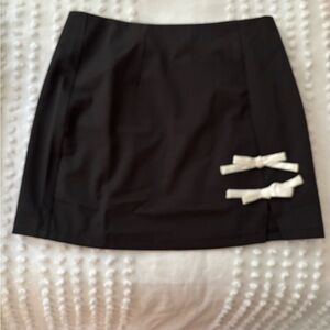 Pink Lily Black Pencil Mini Skirt with bow detail